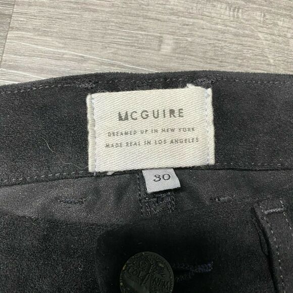 MCGUIRE | sz 30 Women's Black Vegan Suede Notched Ankle Newton Fit Skinny Pants - Picture 4 of 6